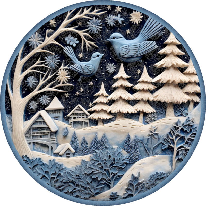 Wood Carving Effect Winter Scene - GBH21885